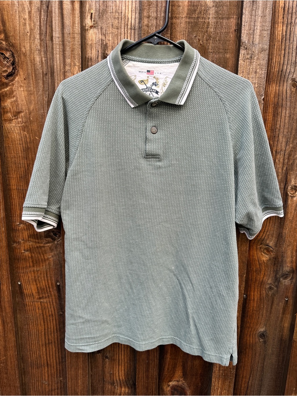 Men’s Retro Grandpa Vintage The Skins Game Green Golf Polo 90s Sz: S Made In USA